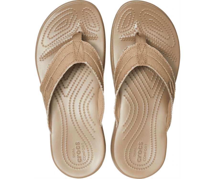 Crocs Santa Cruz Flip Toile Homme Kaki-noyer