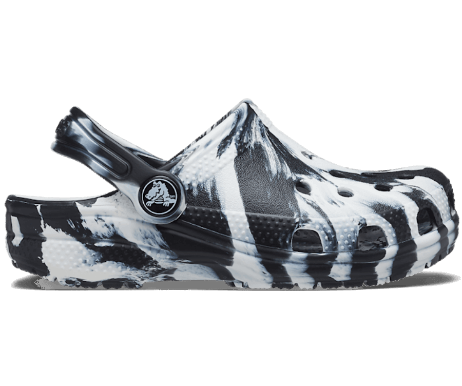 Crocs Bambin Classic Marbré Sabot Noir-blanc
