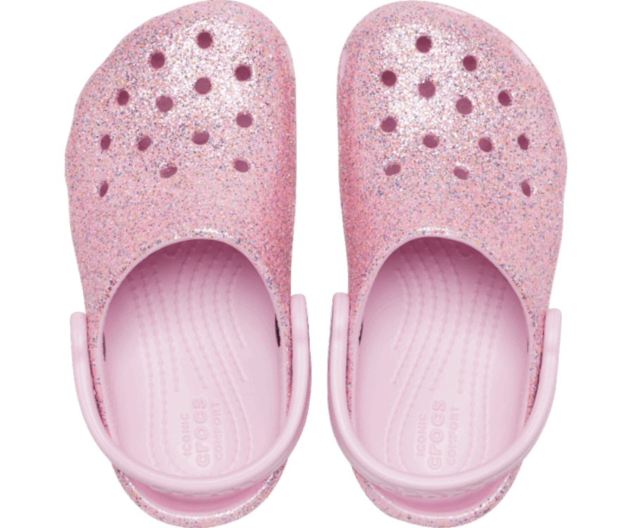 Crocs Bambin Classic Sabot Pailleté Blanc-arc-en-ciel