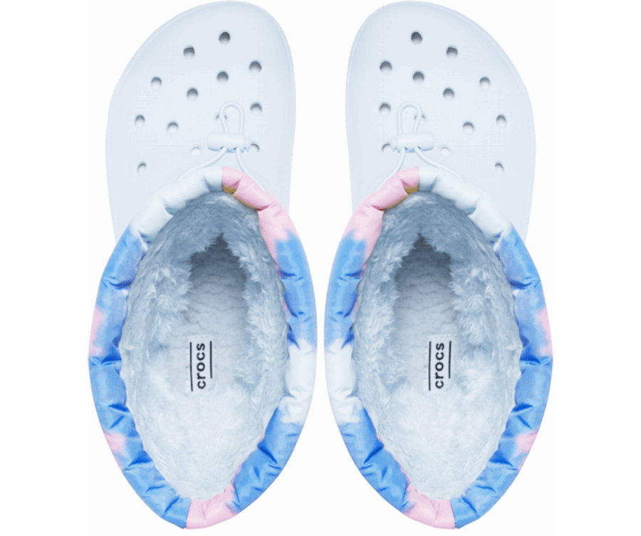 Crocs Bottes Doublées Classiques Neo Puff Tie Dye Bleu Minéral