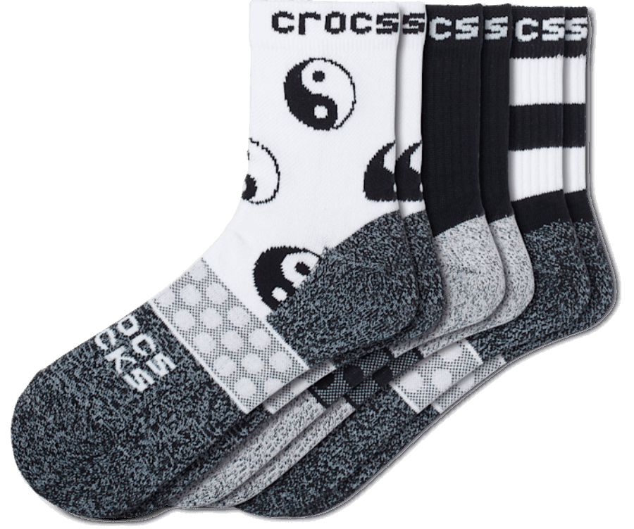 Crocs Chaussettes Adulte Quarter Easy Icon Lot De 3 Noir-blanc
