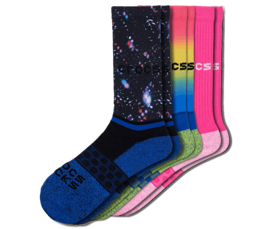 Crocs Chaussettes Adulte équipage Saisonnier Hors De Ce Monde 3 Pack Noir-multi