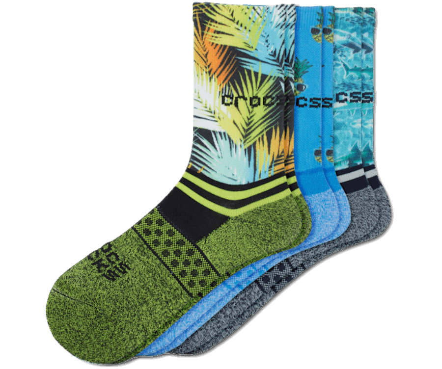 Chaussettes Crocs Kid Crew Boy Pool Party Lot De 3 Bleu-vert